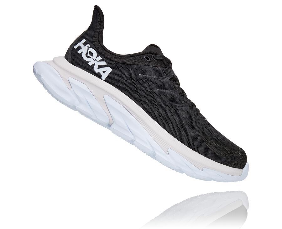 Hoka One One Running Shoes Mens Black/White - Clifton Edge - 89521SCMA